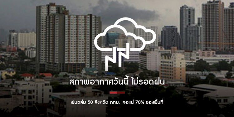 สภาพอากาศวันนี้ ไม่รอดฝนถล่ม 50 จังหวัด กทม. เจอแน่ 70% ของพื้นที่